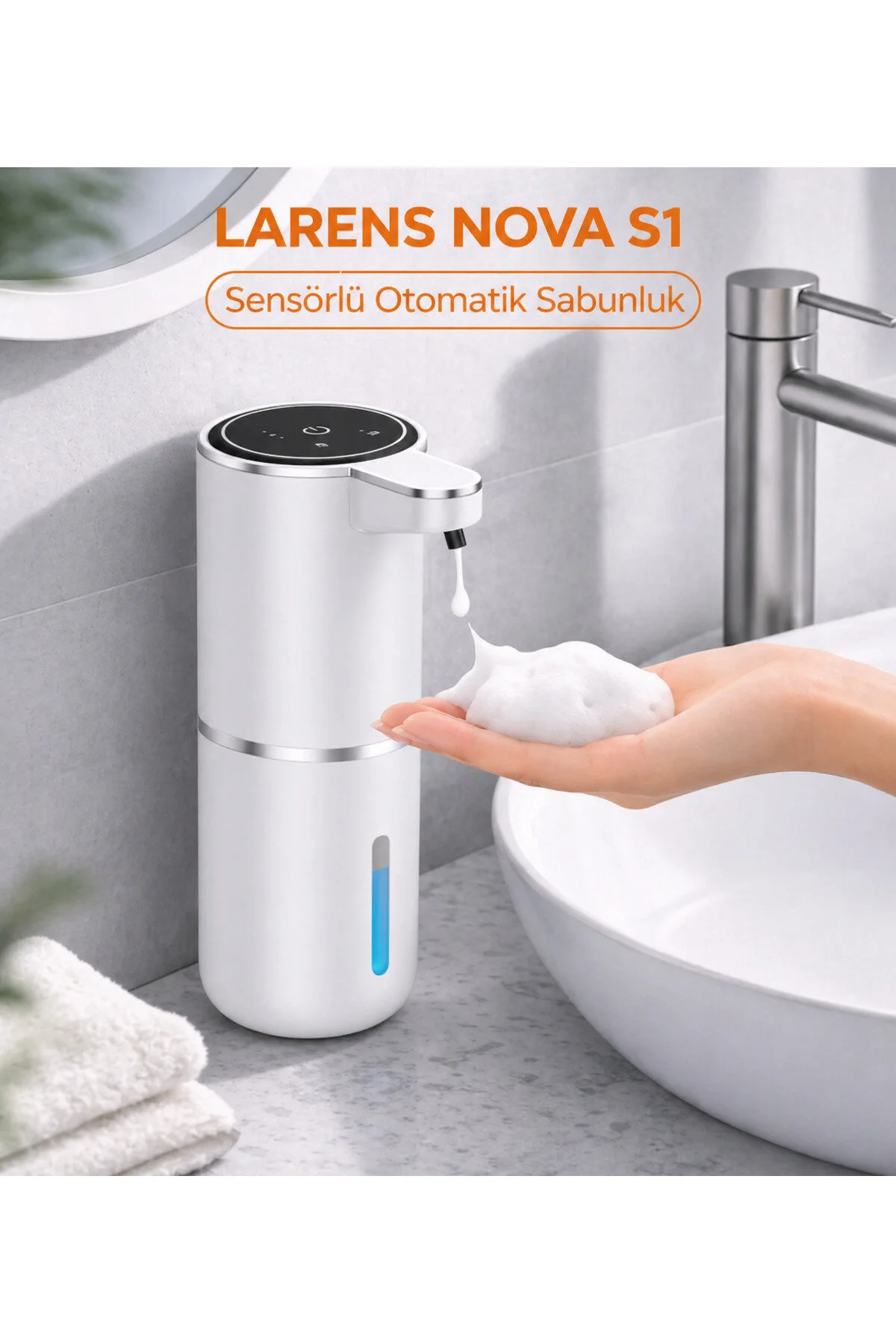 Nova S1 Akıllı Sensörlü Sabunluk Beyaz