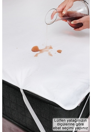 %100 Pamuk Lastikli Su Geçirmez Sıvı Geçirmez Yatak Koruyucu Yatak Alezi Beyaz