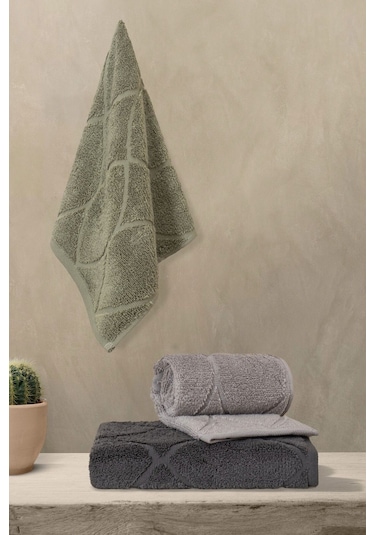 Varol Voli Serisi Micro Cotton 30x50cm 3 Lü Havlu Seti V2/30x503adet Koyu Yeşil