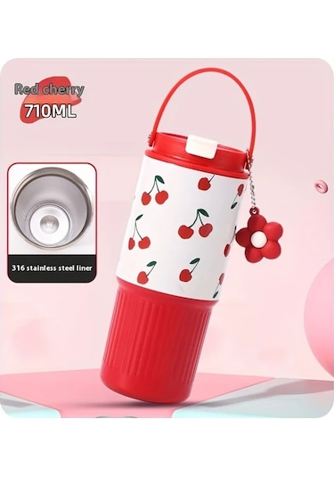 Brightnova Powder Blue Grid 24 01oz 30oz Princess Temalı Paslanmaz Çelik Termos Matara Seyahat Bardağı 07 Beyaz