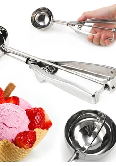 Optana Çelik Dondurma Kurabiye Hamur Ölçme Servis Sunum Kaşığı