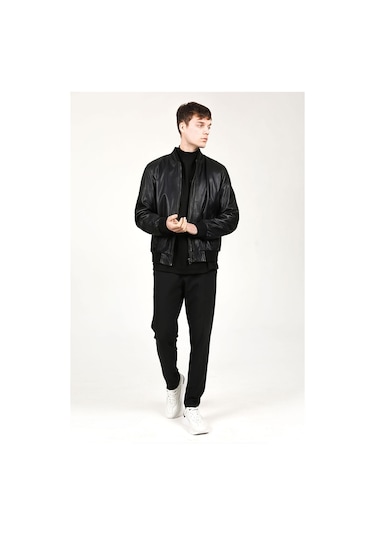 Dericlub Lucca Erkek Jumbo Kolej Hakiki Deri Mont Siyah Siyah