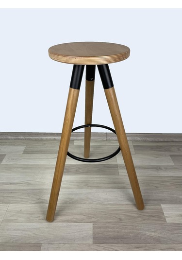 Banco Bar Sandalyesi, Bar Taburesi 74cm Ahşap Ayak Ahşap Oturak Çok Renkli
