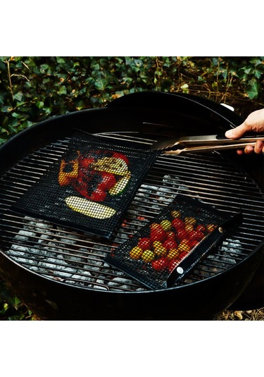 Kangvka Teflon Izgara Ağı Çantası, 27x22cm Büyük Boy, Isıya Dayanıklı, Tekrarlı Kullanımlı, Kapanabilir Düğmeli, Kahverengi Çok Renkli