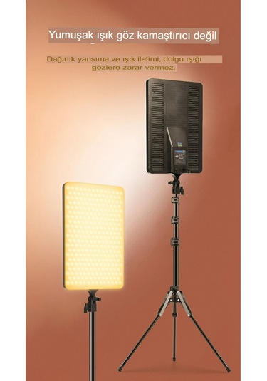 19 Inç Led Video Işık Kiti Studio Pograph Light Kamera Lambası Dimmabable Tripodlu Panel Işık
