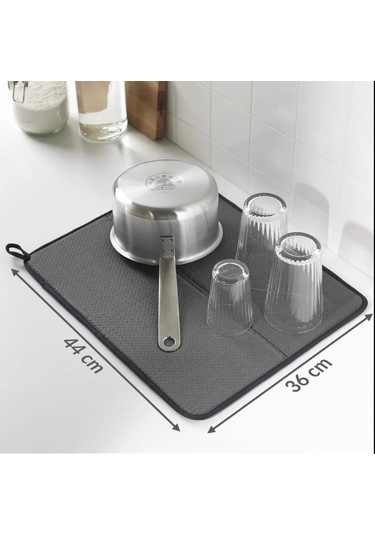 Gri Bulaşık Kurutma Örtüsü Nanofiber Bulaşık Matı Kurulama Bezi Ultra Emici Bulaşık Örtüsü
