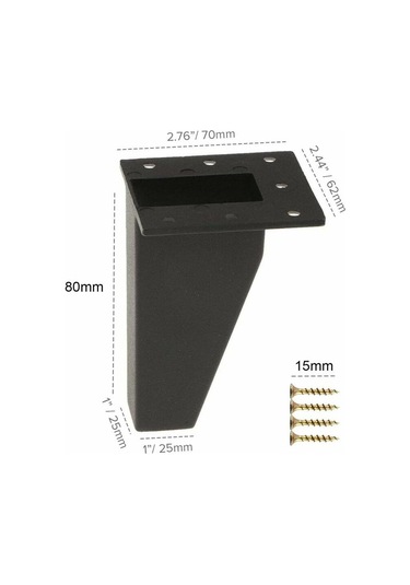 Mufunye 4 Parça Mobilya Ayakları, Alüminyum Metal Eğik Mobilya Ayakları, Dolap Kanepe Masa Şifonyerinin Kanepe Ayaklarının Değiştirilmesi Siyah, 80mm