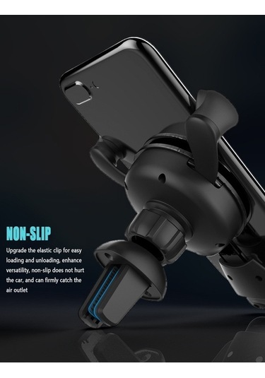 Besthome1 10w Kablosuz Şarj Araba Navigasyon Braketi, Hızlı Şarj, Yerçekimi Sensörü, Karikatür Araba Siyah