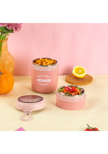 Porsima 66720 Çelik Yemek Termosu Lunch Box Yemek Kabı Pembe 710m