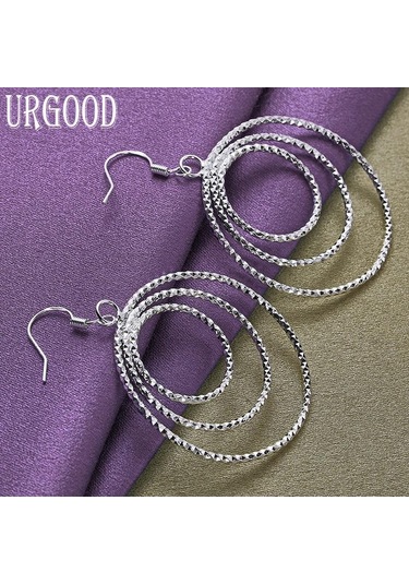 925 Ayar Gümüş Şerit Üç Yüzük Kolye Küpe Moda Takı