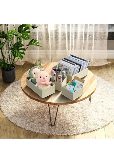 Tongdashop 6 Adet Katlanır Çekmeceli Düzenleyici - Çorap, İç Çamaşırı, Sütyen Saklama Bej