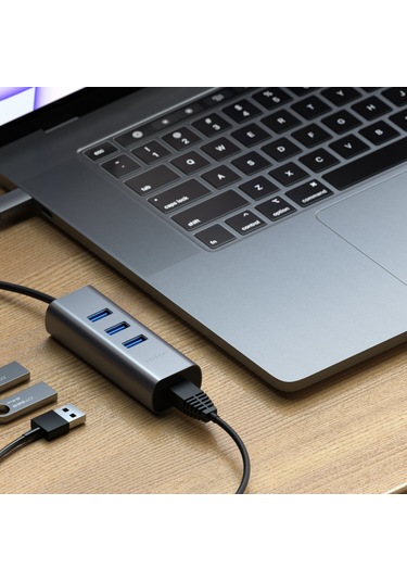 Satechi Type-c 2 İn 1 Usb 3.0 3 Port Hub Eth Port Uzay Grisi St-tc2n1usb31am