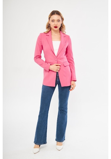 Lovelf Tek Düğme Klasik Ceket Pembe Pembe