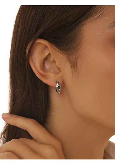 Serebranyj Dom 925 Ayar Gümüş Yeşil Taşlı Küpeler 43851728 Diğer