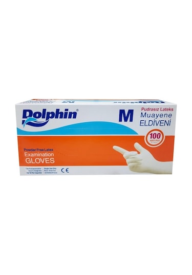 Dolphin Pudrasız Lateks Beyaz Muayene Eldiven Eldiveni Pket100...