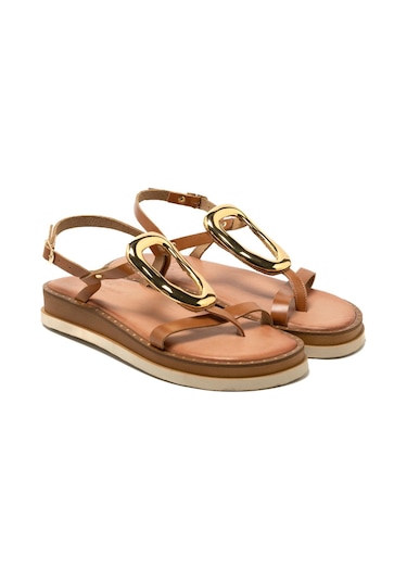 146 Camel Sandalet Kadın 26035 Myconian 2025 Greek Sandal Camel