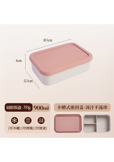 Mikrodalga Fırında Isıtılabilir Silikon Yemek Kabı D-3 Beyaz - Pembe