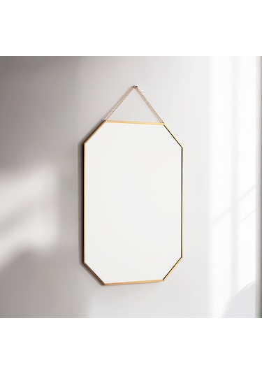 Ayna Duvar Askılı Sekizgen Geometrik Tüm Boylar Pirinç Gold