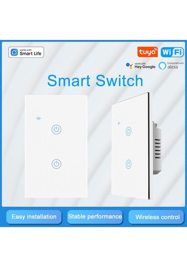 Didadodo Tuya Uyumlu Wifi Anahtar, Led Göstergeli Temperli Cam - Akıllı Dokunmatik Aydınlatma Kontrol Paneli Tuya Wifi