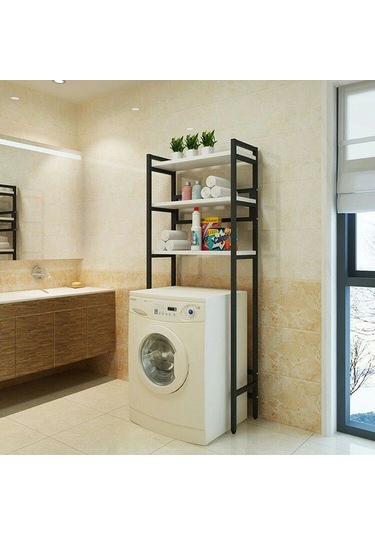 Halevia Metal Ahşap Banyo Rafı. Siyah - Atlantik