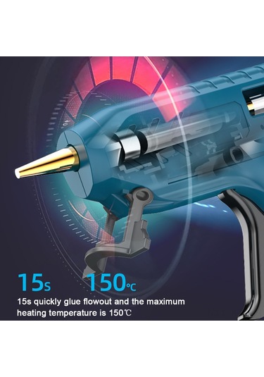 Youmex Kablosuz Lityum Pil Liçli Yapıştırma Tabancası - 15 Saniye Hızlı Isınma 150 C - Ev Diy Ve Tamir İçin Mavi + 10 Adet 7mm Yapıştırma Çubuğu