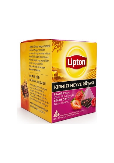 Lipton Kırmızı Meyve Rüyası Çilek Aromalı Piramit Poşet Çay 15'li