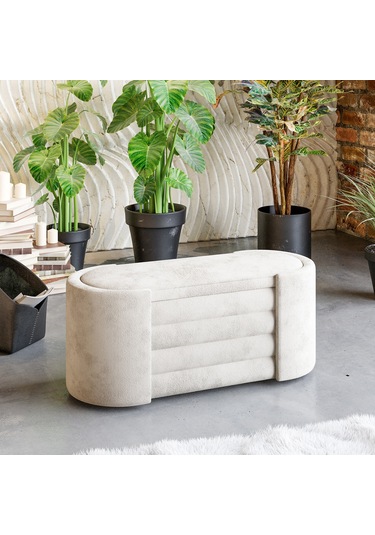 Rosita Sandıklı Bench Şıklık Ve Pratikliğin Mükemmel Uyumu, Modern Puf KREM