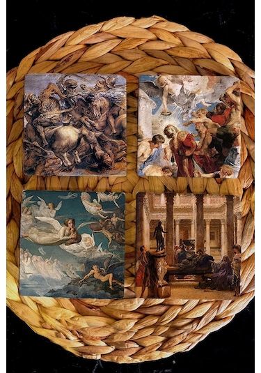 Doğal Taş Bardak Altlığı 4'lü Set 10x10x1 Cm - Mitoloji Stone Coasters Çok Renkli