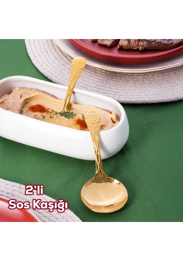 Porsima 5217 Metal Gold 2 Li Sos Kaşığı Kepçe 13cm