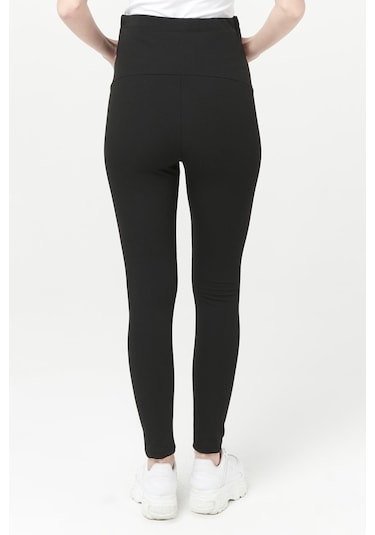 Luvmabelly Myra8068 Toparlayıcı Fitilli Termal İçi Şardonlu Sıcak Tutan Beli Ayarlanabilir Hamile Tayt -siyah-siyah