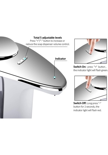 Xurunkeji Otomatik Sabunluk Kompakt Sensörlü Pompa Ayarlanabilir Sabunluk Hacmi Kontrolü Pil İle Çalışır 17 Oz/500 Ml Mutfak Ve Banyo İçin Gümüş Ve Beyaz Xurunkeji Otomatik Sabunluk Kompakt Sensörlü Pompa Ayarlanabilir Sabunluk Hacmi Kontrolü Pil İle Çalışır 17 Oz/500 Ml Mutfak Ve Banyo İçin Gümüş Ve Beyaz
