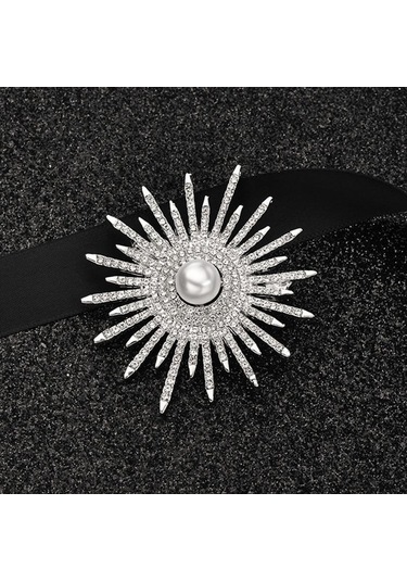 Gümüş Mizaç Ayçiçeği Broş Kadın Korsaj Giyim Aksesuarları Bayanlar Düğün Parti Takı