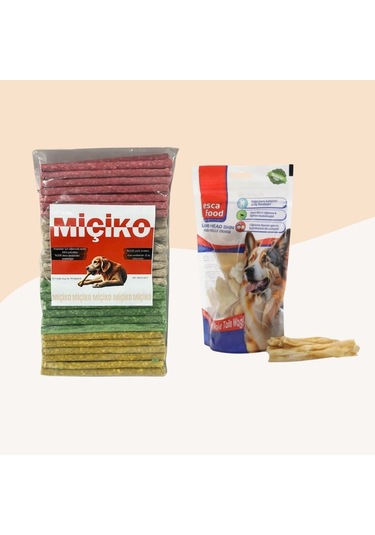 Miçiko Renkli Munchy Köpek Ödülü 100'lü + Kuzu Kelle Derisi 100 G