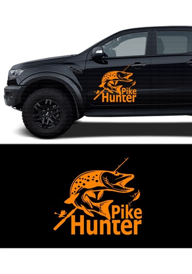 30 X 30 cm - Pike Hunter Oto Sticker. Balık Avı Oto Sticker