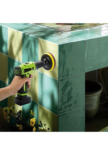 Sones 13'ü 1 Arada 4 İnç Sünger Bulaşık Pedi Zemin Duvar Pencere Cam Temizleme Kireç Çözücü Elektrikli Matkap Fırça Başlığı Seti