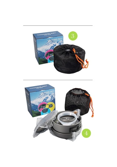 Halın Ds-308 Kulplu Tava Kamp Tencere Tencere Seti 2-3 Kişilik Fda Yok Bpa Içermez - Yeşil