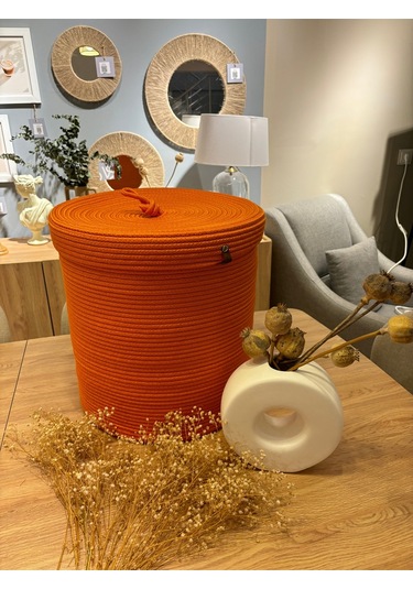 Victor Çok Amaçlı Düzenleyici Kapaklı Sepet,kapaklı Saksılık, Kapaklı Organizer 36x40 - Büyük Boy Turuncu