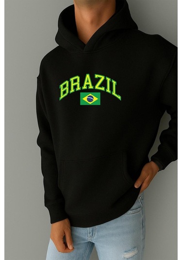Benroma 3 İplik Penye Brazil Baskılı Sweatshırt Çok Renkli
