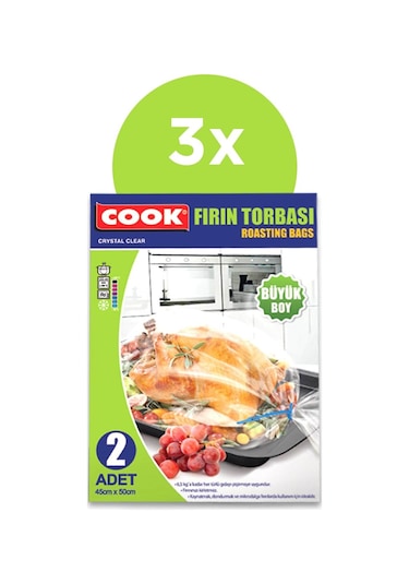 Cook Fırın Torbası 2'Li Büyük Boy 45X50 Cm 3'Lü Paket