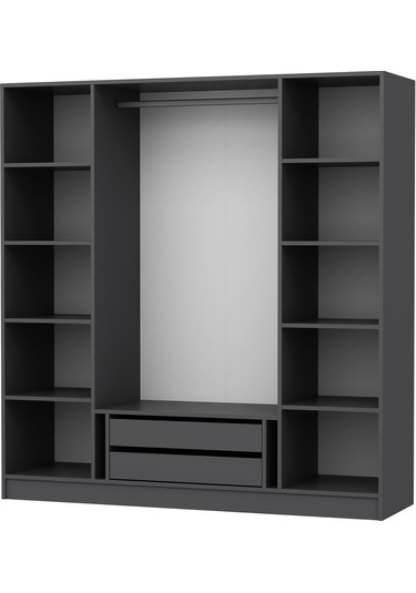 Kale 4 Kapak 2a 2ç Dolap Antrasit - Mebran Defne Ayna Antr 190cm Antrasit