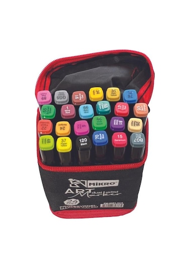 Mikro Zw-8001-24 Art Çift Tarafli Marker Çantalı Zw8001-24s Çok Renkli