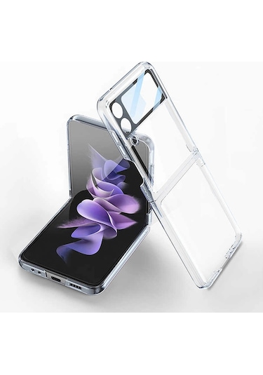 Galaxy Uyumlu Z Flip 4 Kılıf Zore Kıpta Lensli Kapak Şeffaf
