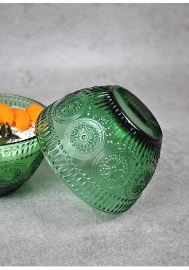 4 Adet Zümrüt Yeşili Cam Bowl Kase Çorba Sunum Kahvaltılık Yulaf