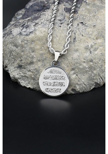 Nazar Duası Kolye Paslanmaz Çelik Zincir 3mm 902086 Gümüş