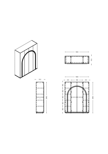 Gardırop, Hira Kumtaşı 4 Kapaklı Aynalı Dolap