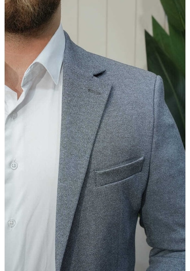 Bys Beystil Sivri Yaka Gri Ceket 50683 - Slim Fit
