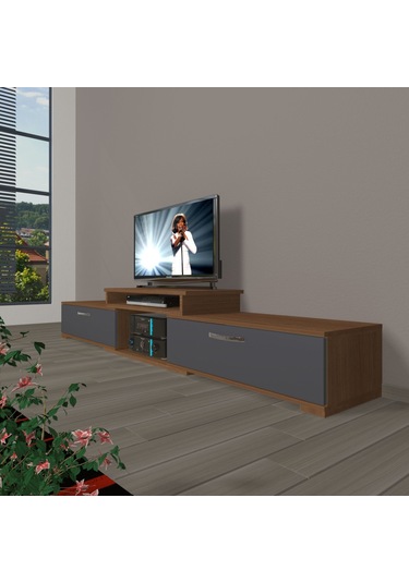 Decoraktiv Flex 4 Mdf Tv Ünitesi Tv Sehpası Ceviz - Antrasit