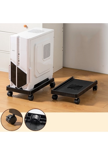 Sones Bilgisayar Ana Bilgisayar Braketi Masaüstü Şasi Mobil Tepsi Tabanı Yükseltme Rafı Makaralı, Özellikler: Evrensel Tekerlek + Düz Tekerlek
