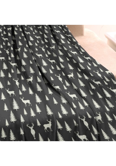 Geyik Desenli 40x50 İnç Flanel Polar Battaniye, Yumuşak Ve Rahat-a13 Deer Forest Tree