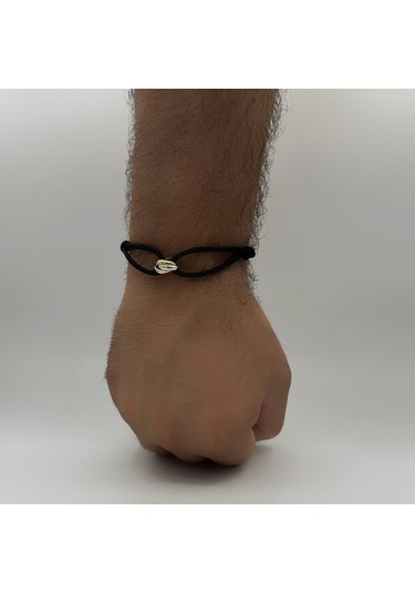 Erkek Trinity Bileklik Siyah İpli Tasarım